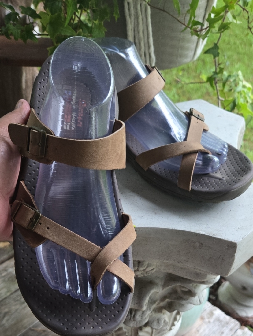 Skechers Outdoor Lifestyle Brown Leather Reggae Caribbean Sandals Size 10